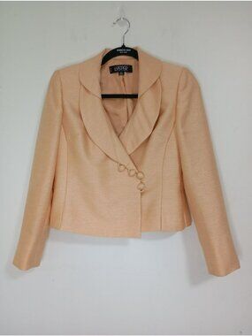Kasper Blazer Jacket Petite Peach 2P Button-Front Fully Lined Office Formal Wear